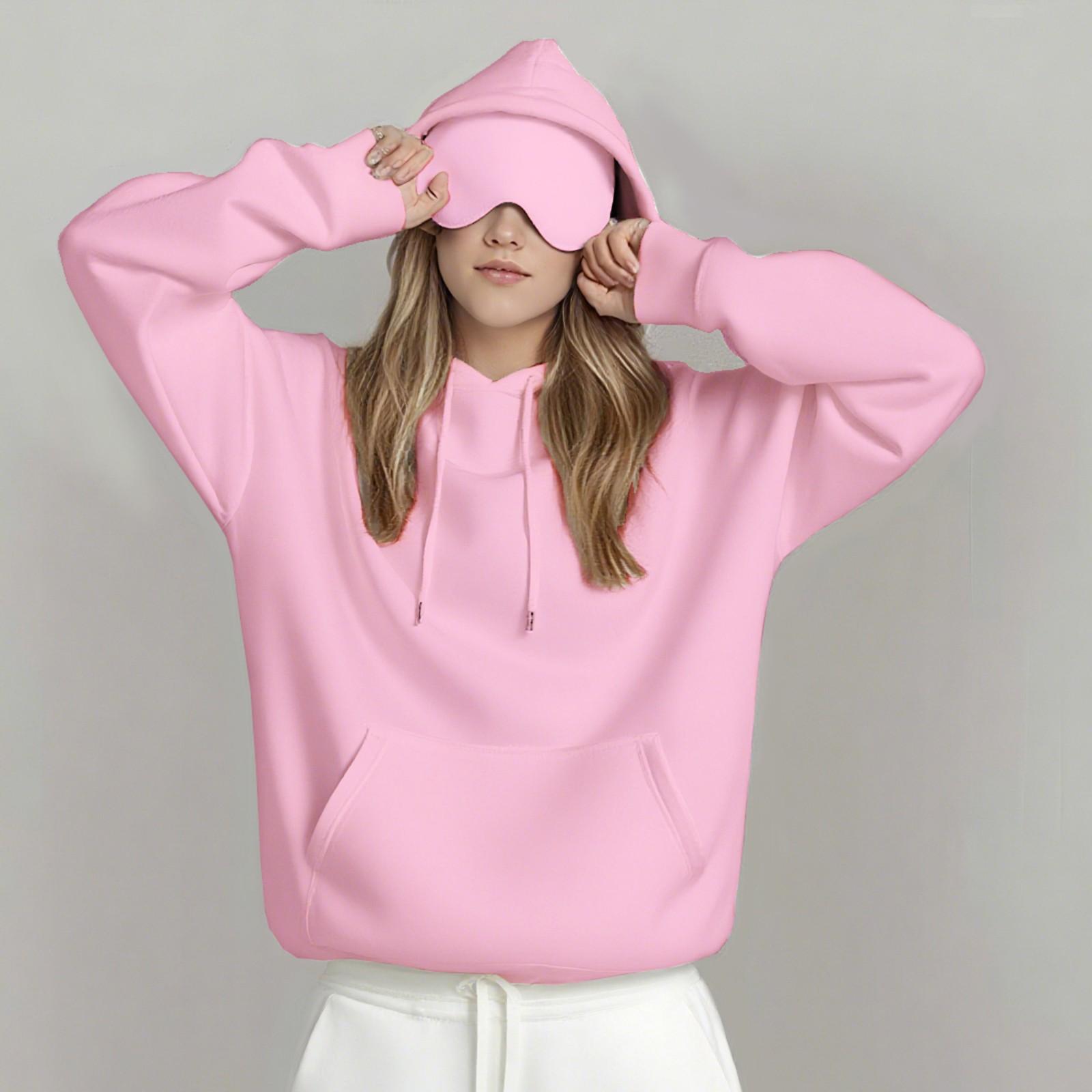 

Унисекс толстовка с капюшоном и встроенной маской для глаз, повседневный пуловер с длинным рукавом, спортивная толстовка однотонного цвета, толстовка свободного кроя XL