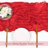 3 Pack Red Cheesecloth Table Runner, 17 x 108 inch, Semi Sheer Boho Cheese Cloth Fabric Table Runner Bulk for Wedding, Birthday, Party, Holiday, Home