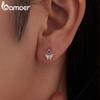 BAMOER 925 Sterling Silver Butterfly Screw-Back Stud Earrings Full Zircons Mini Cross Heart Earrings Hypoallergenic for Women