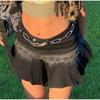 Fashion Denim Pleated Skirt Women High Waist Button Zipper Pocket Ruffle A-line Sexy Mini Skirts Female 2025 Spring Summer Lady Skirt