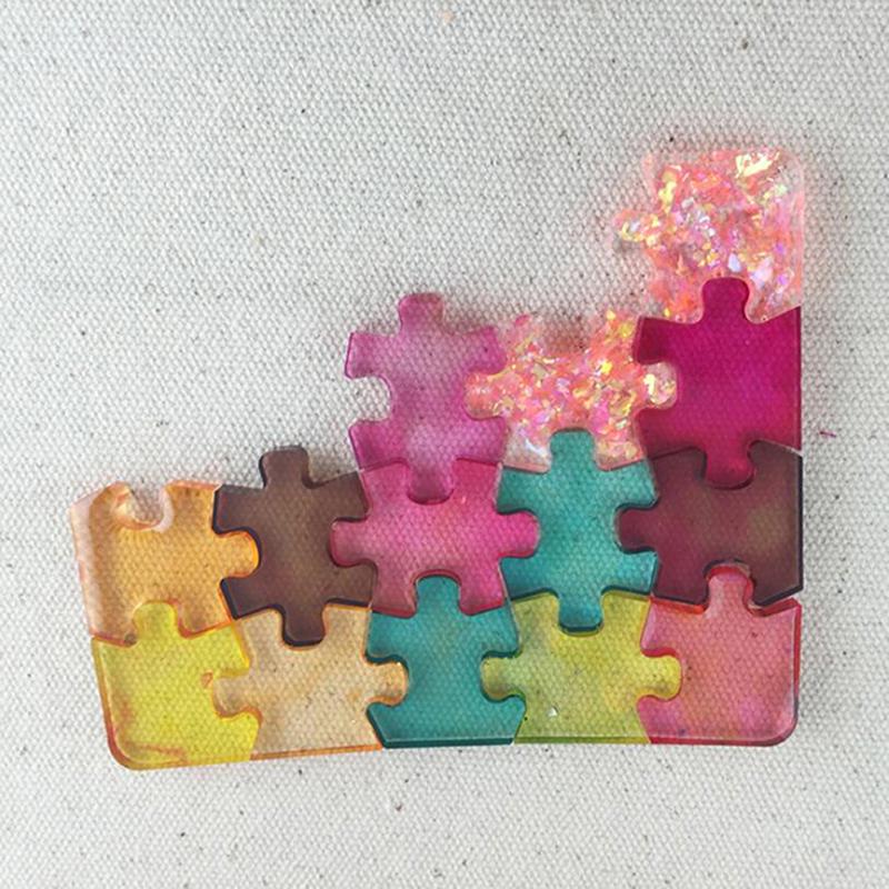 4Pcs/Set Silicone Puzzle Pendant Mold Diy Uv Resin Keyring Mould Jewelry Tool