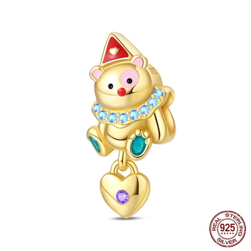 New Copper Colorful Balloon Bear Air Balloon Card Charm Beads Fit Brand Original Bracelet Diy Fine Jewelry Gift