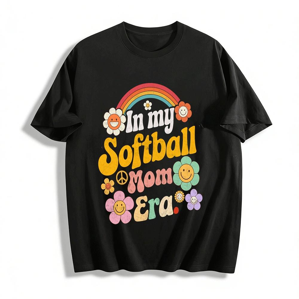 In My Softball Mom Era Retro Graphic Casual Top Pure cotton T-shirt XXS