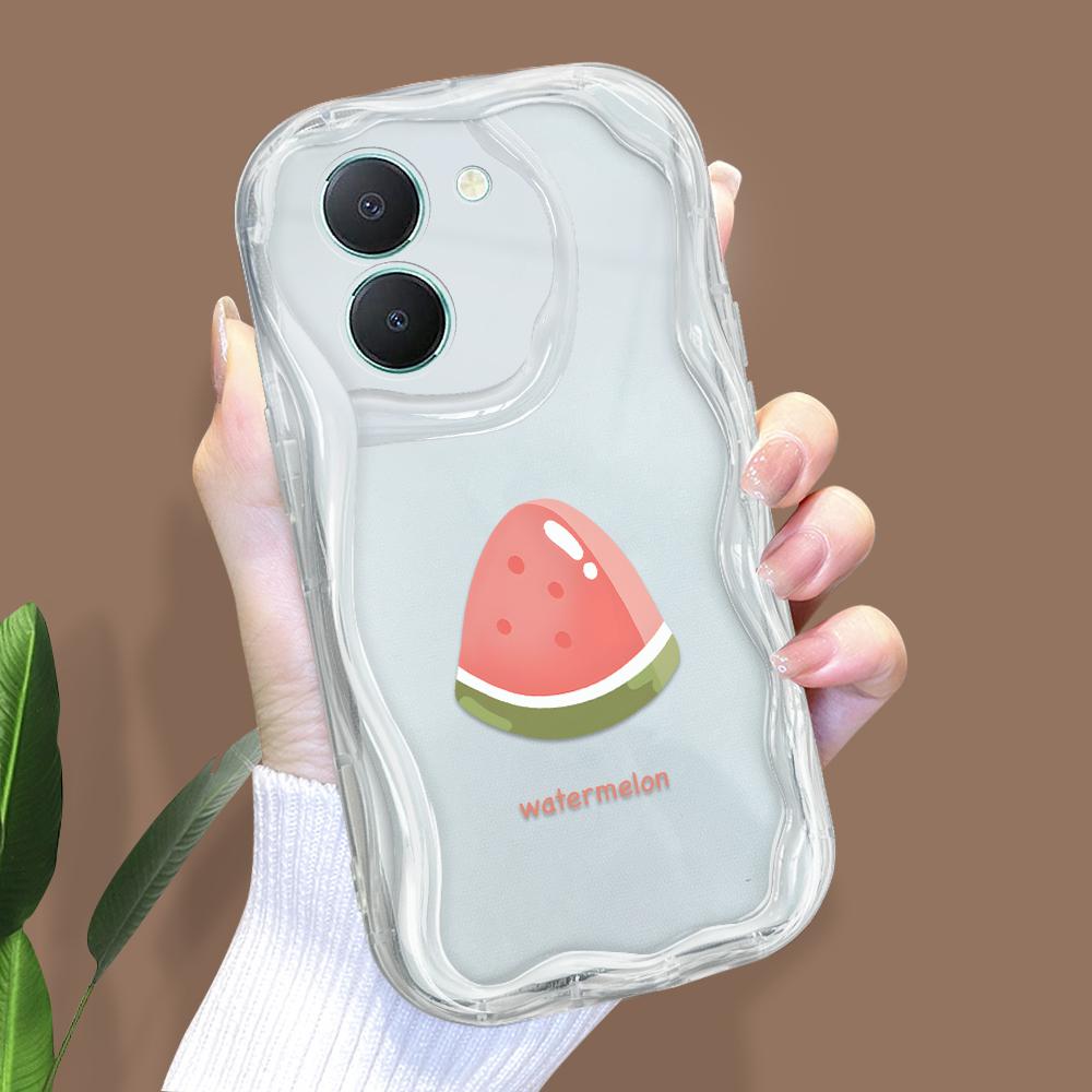 Cute Cartoon Pattern Cream Texture Casing Wavy Edge Soft Silicone Cover Phone Case for Vivo