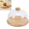 11 Inch Wood Cake Stand with Glass Dome Lid Covered Round Serving Platter Tray for Fruit Pies Cheese Deserts Appetizers