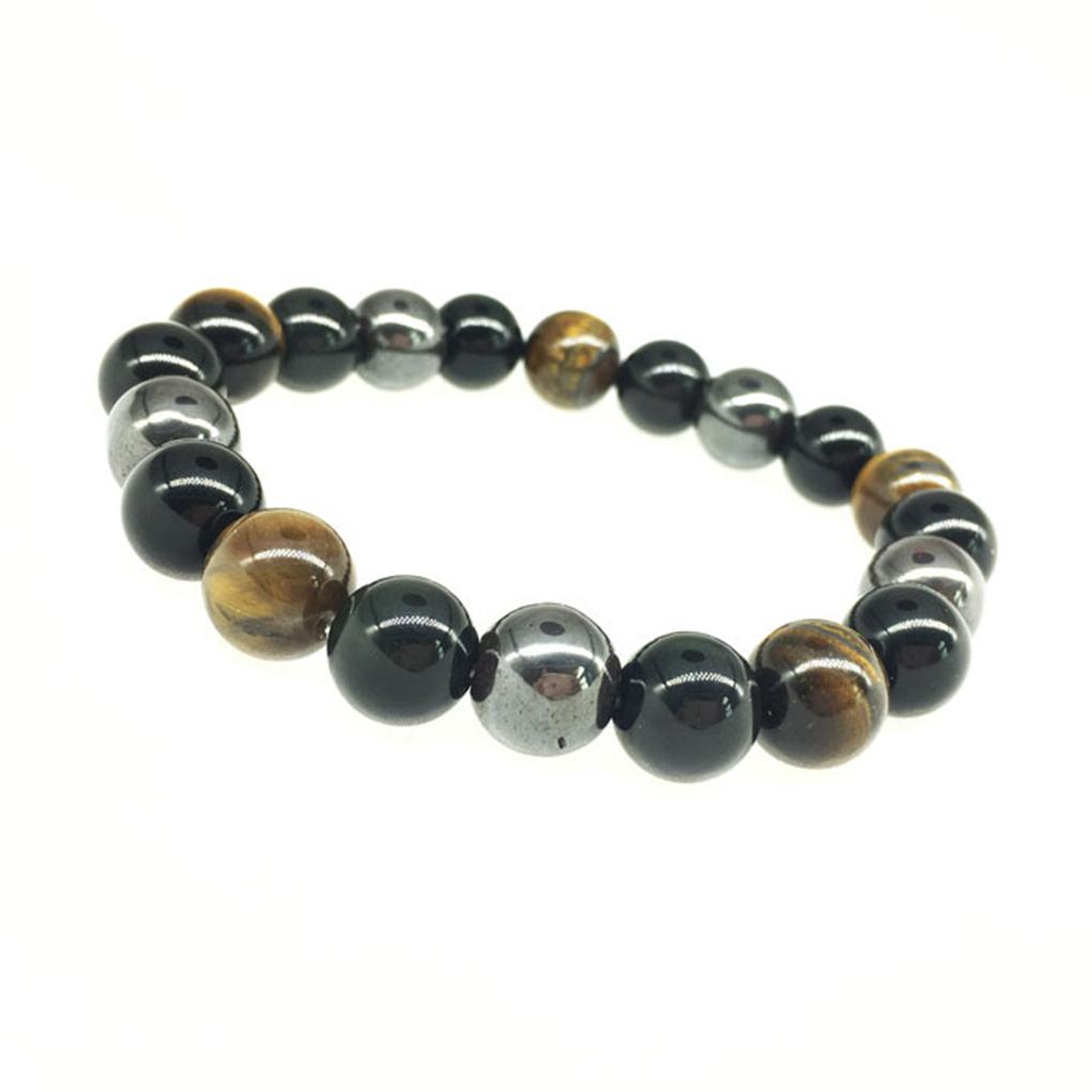 Bracciale da Polso con Perline 3 Colori Uomo Donna 10mm Pietre Perle Unisex Braccialetto Gioiello da Polso