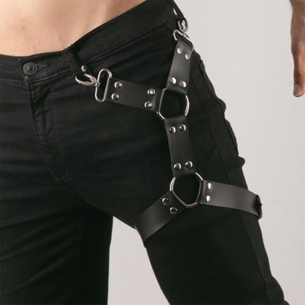 Leather Leg Harness Goth Thigh Harness Straps Sexy Garter Belt Bdsm Bondage Body Suspenders for Jeans Pants Men Accessories