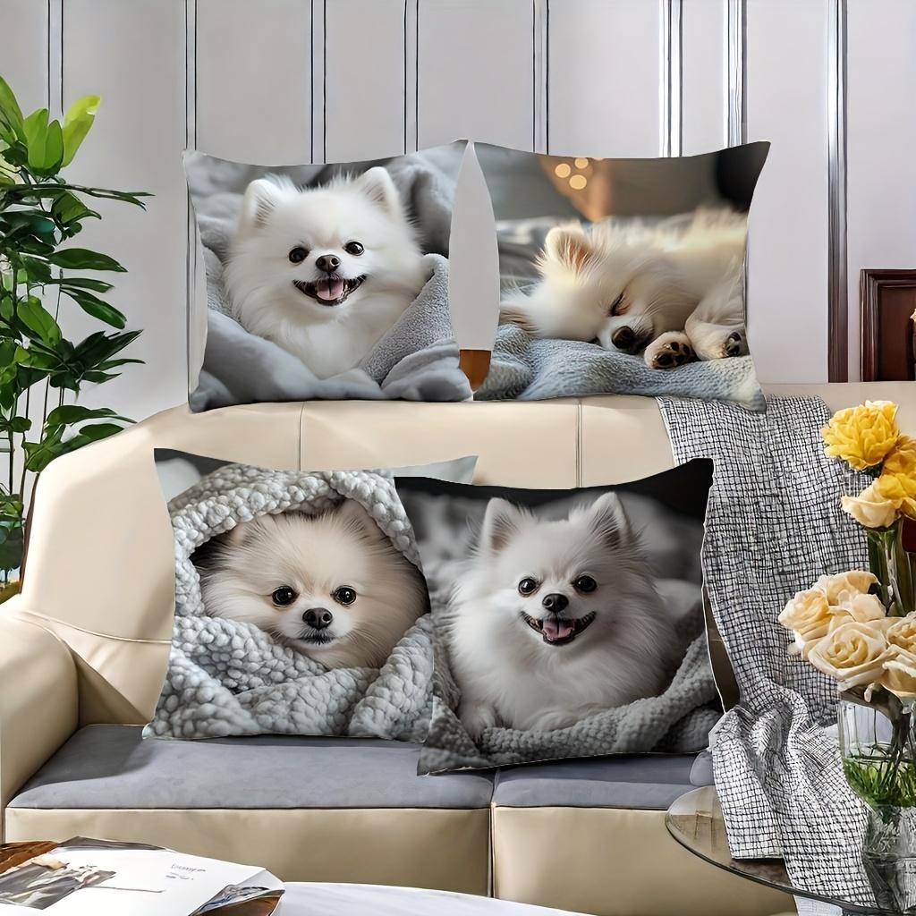 1/4Pc Pillow Covers Featuring Pomeranian Dog Theme, Comfortable And Smooth Pillowcase Square Cushion Case Polyester Home Decor