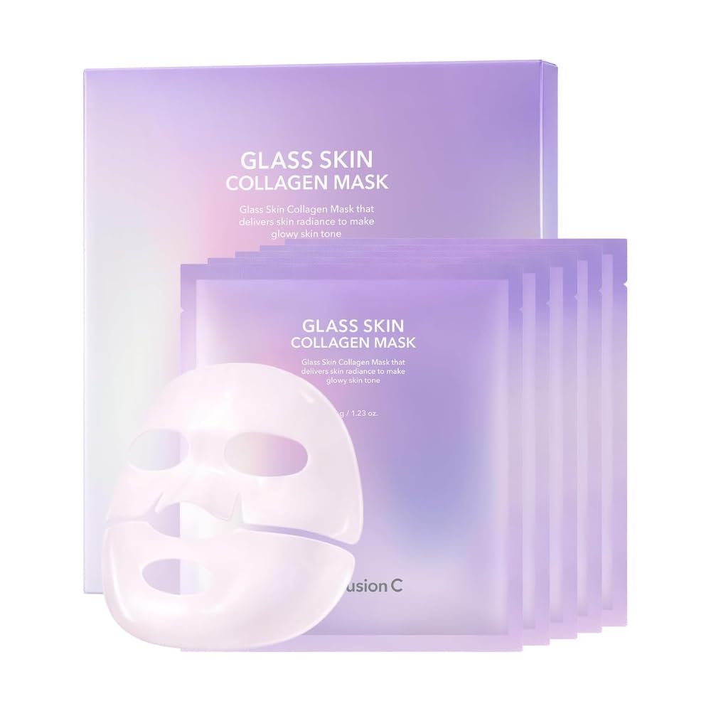 Cell Fusion C Glass Skin Collagen Mask Low Molecular Weight Glows Korean (5 Sheets) [Glass Skin, Collagen, Firms, Firms, Skin, Anti-Aging,