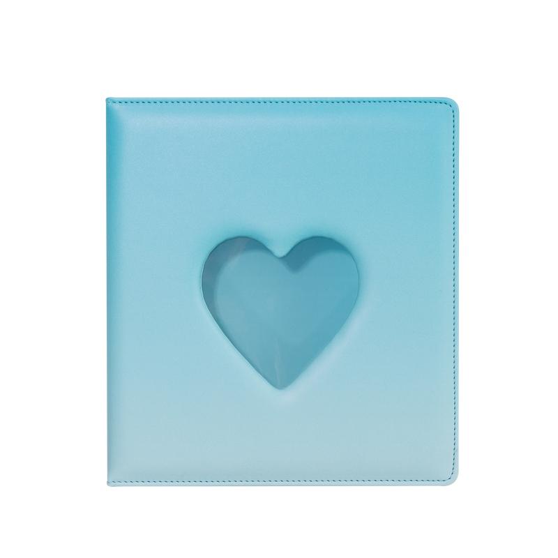 Sweet Macaron Gradient A5 Binder Heart Cutout 3-Ring Loose-Leaf Album, Cute Card Holder for K-Pop Idol Photo Cards Collection