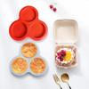 Soft Silicone Cake Non-stick Air Fryer Baking Pan Long-term Use 3 Cavities Muffin Tray, Muffin Cup Cake Mould Kitchen Cooking Accessories