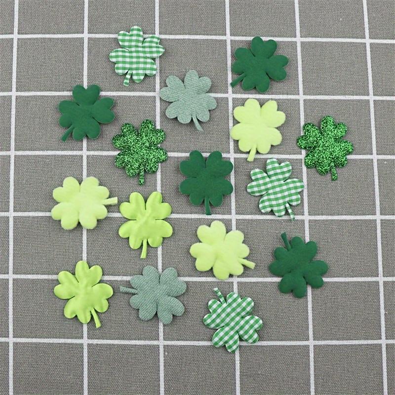 30pcs Green and Glitter Four-Leaf Clover Patches,Dual-Sided, DIY Crafts, Pet Accessories,Shoe and Hat Decorations,craft Supplies
