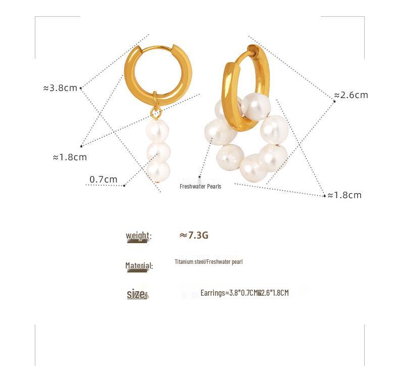Luxury Minimalist Freshwater Pearl Earrings for Women: French Style, Real Gold Plated, Non-Fading