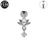 G23 Titanium Alloy Internal Thread Piercing with Flower Pendant Ear Bone Nail
