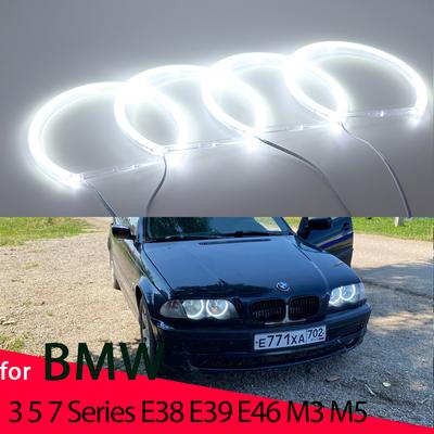 Anéis de halo de luz drl smd led kit de olhos de anjo para bmw 3 5 7 séries e39 e46 e38 e36 retrofit de farol de carro 131mm