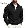 Versatile Weekend Wear Mens Quarter Zip Sweatshirt, Stand Collar Athletic Fleece Pullover, Ribbed Hem Cuffs, Casual Streetwear Hoodie Long Sleeve