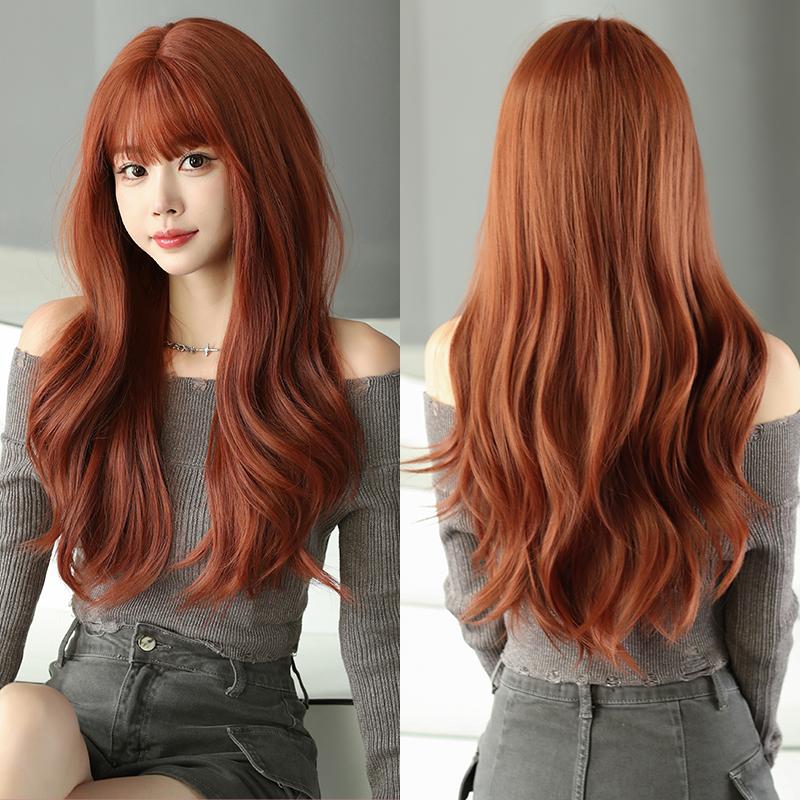 Professional  WIGS Long Body Wavy Sakura Pink Wig for Sweet Girl High Density Synthetic Loose Curly Hair Wig with Bangs Beginner Friendly