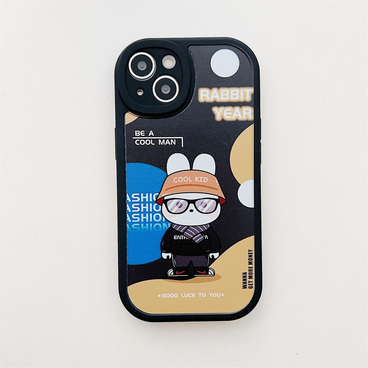 

Джентльменские модные тенденции с рисунком кролика, мягкий корпус из ТПУ, модный чехол для телефона для iPhone, Samsung Vivo, Xiaomi Oppo Infinix Xiaomi Redmi Note 13 (5G) чёрный