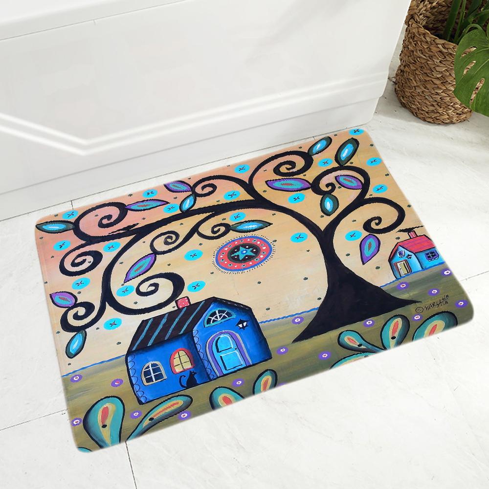 

Нескользящий коврик для кухни, спальни, украшения, мультяшный коврик для помещений, ретро пасторальный цвет, городской дверной коврик, мягкий ковер 40x60cm