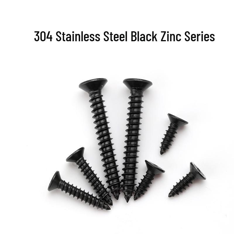 304 Stainless Steel Black Phillips Countersunk Self-Tapping Screws (M2, M3, M4, M5)