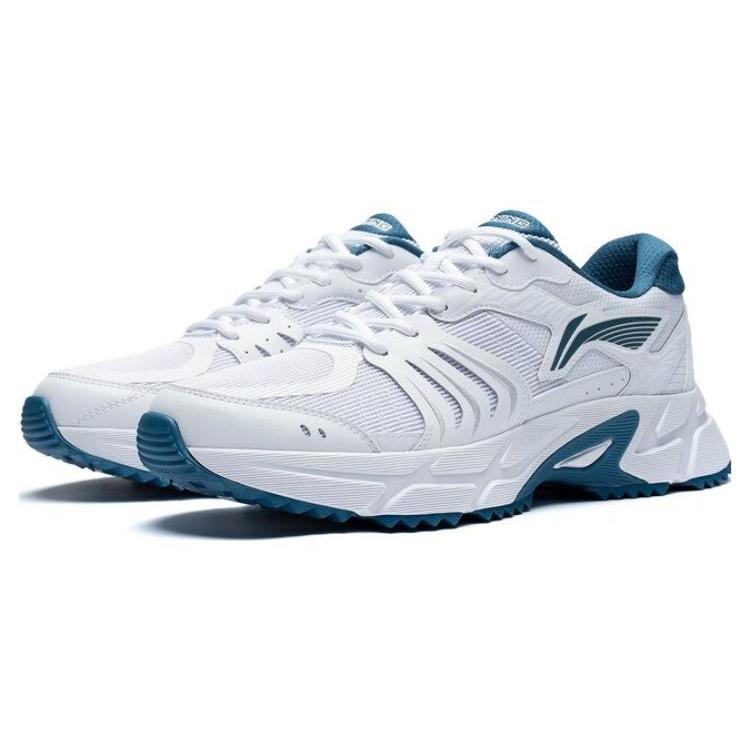 LiNing Pick Up The Light Abrasion Resistant Breathable Low Top Running Shoes Men's White Blue