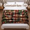 Christmas Theme Soft Blanket Personalized Custom Name Text Print Warm Blanket Home Sofa Bedroom Decor