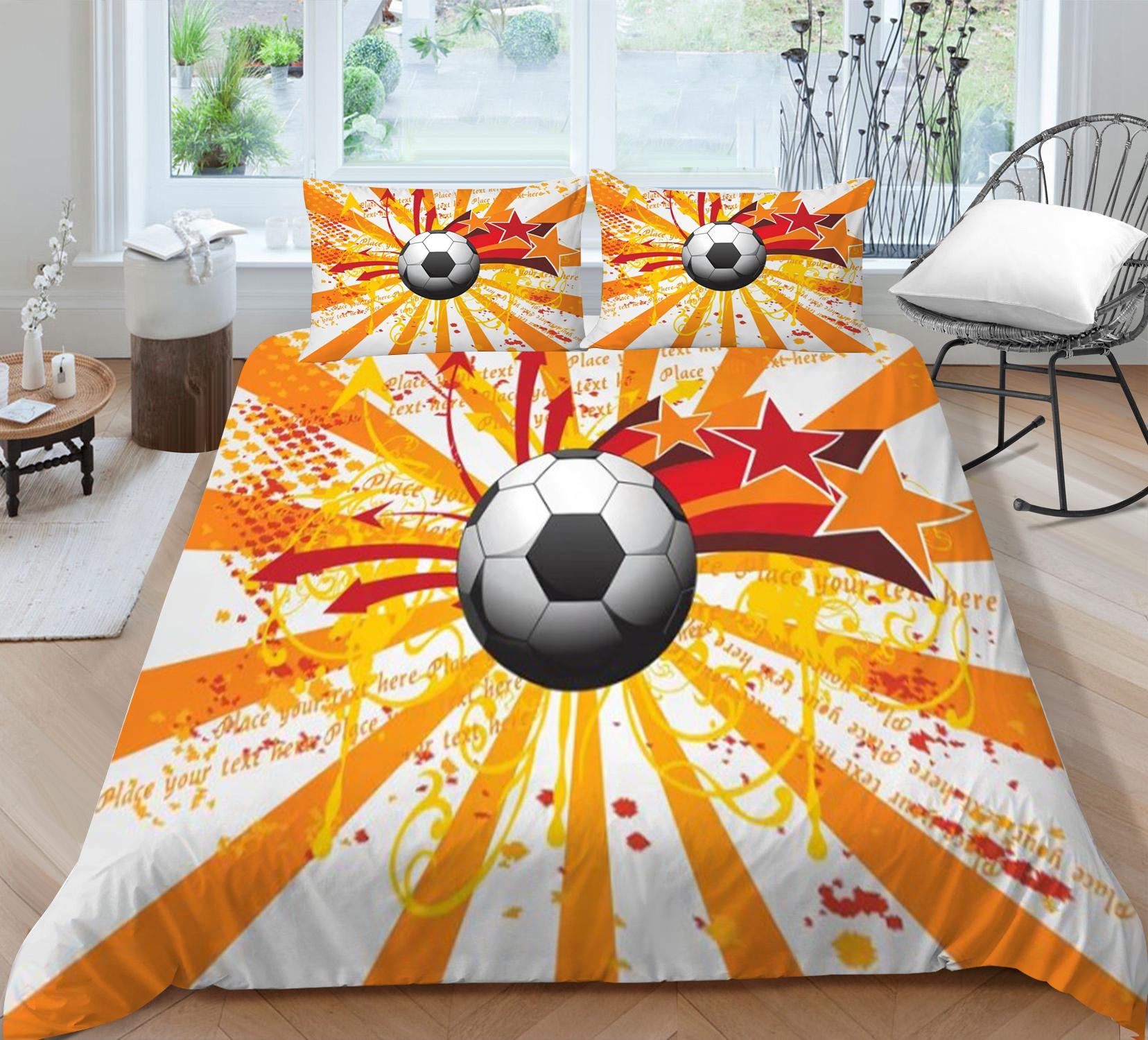 

Комплекты постельного белья с 3D футбольным дышащим теплым принтом, постельное белье, полный комплект двуспальной кровати, домашние покрывала для спальни, наволочка Single 135x200cm