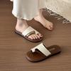 Niche design sense sleeve toe casual versatile slippers women's outer wear summer new soft bottom comfortable beach pinch sandals