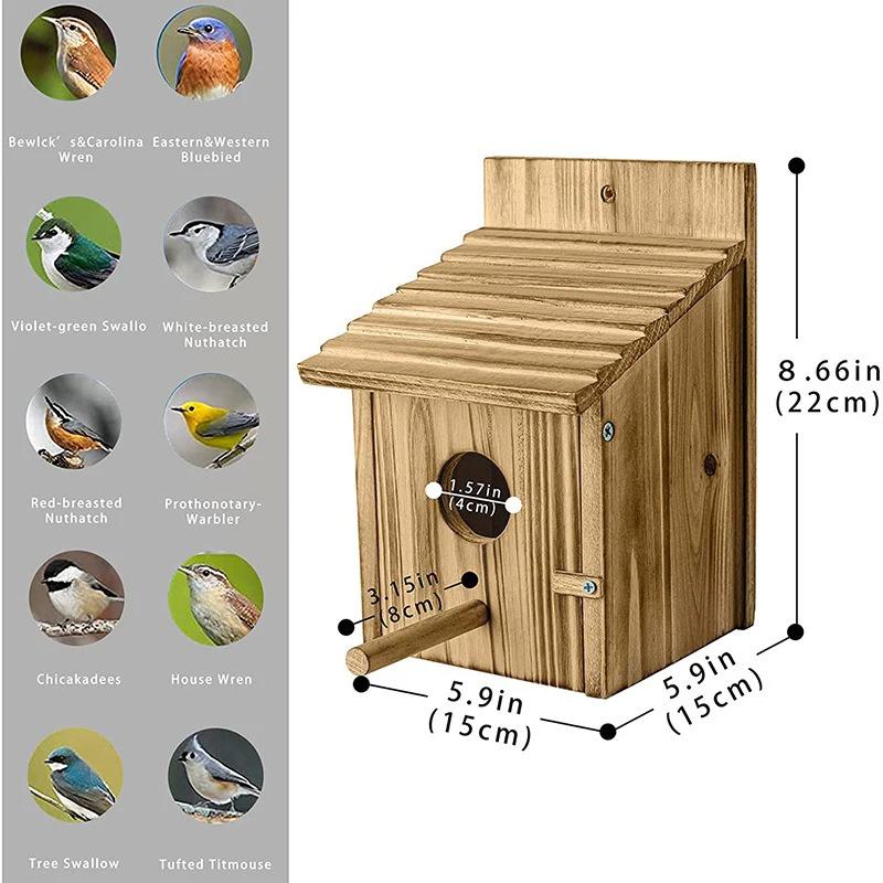 Wooden Bird House Outdoors Garden Decorative Bird Nests Tree Pine Wood Birds Cages Cheap Small Parrot Nesting Pet Supplies