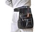 SK11 Carbon Leather Nail Pouch, Black, Genuine Cowhide Leather, Belt Loop with Slit, Ink Pot Pocket (SK-CLK-SP)