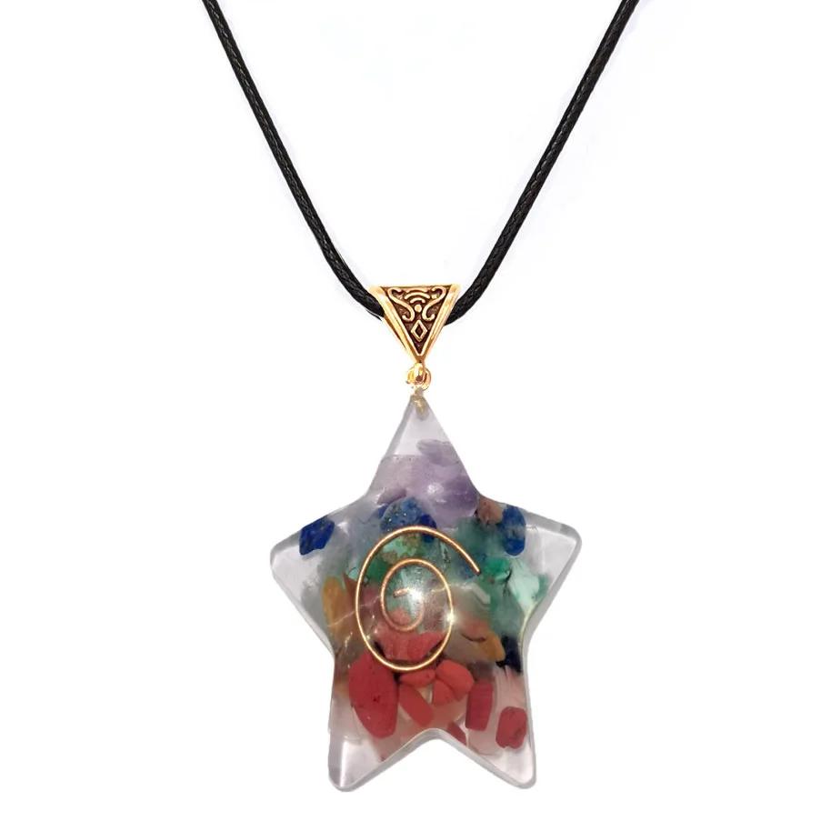 New Fashion Rainbow Crystal Stone Necklace Moon Pendant for Women Charm Acrylic Crescent Resin Mens Necklace Zircon Wholesale звезда