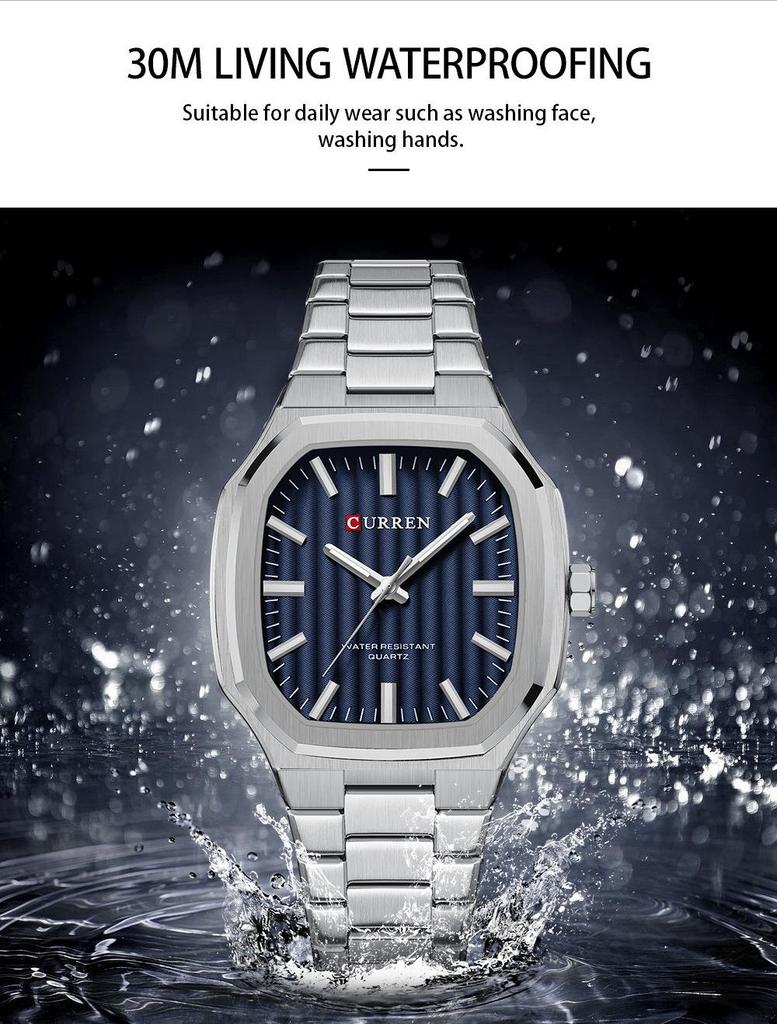 Curren Men's Fashion Steel Band Quartz Business Watch - Model 8458
