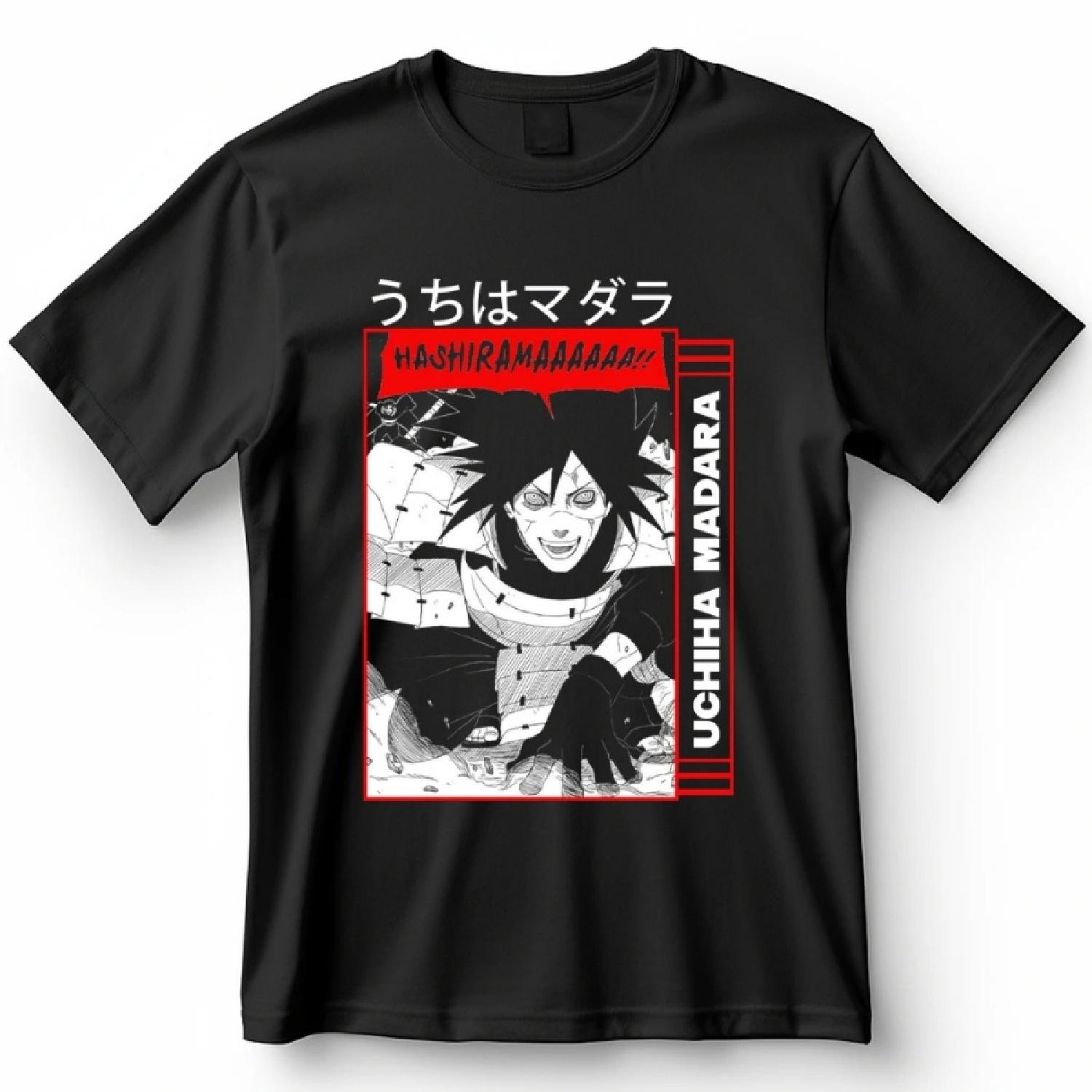 

Naruto Uchiha Madara Summer T-Shirt Men Women Anime Harajuku Vintage Short Sleeve Loose Oversized Casual Fitness Comfort Y2k Top S чёрный