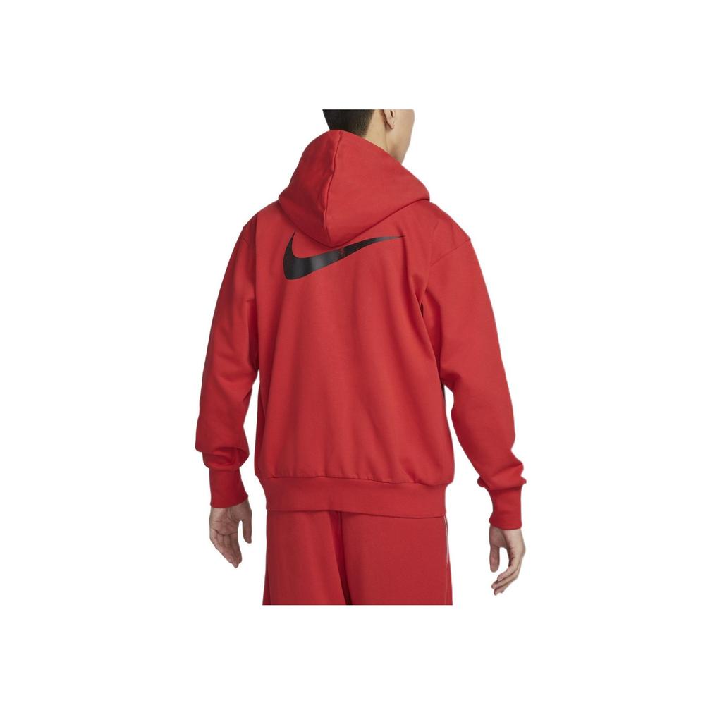 Nike Hooded Drawstring Logo Print Sports Jacket Men Jackets Red DV9449-657