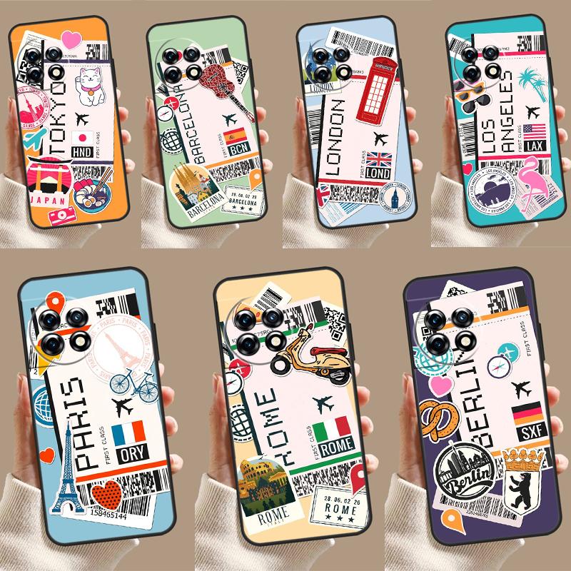 Travel Boarding Pass Tokyo Case For OnePlus 12 11 9 10 Pro 12R 10R 9R 8T 10T Nord 3 2T N10 N20 N30 CE 2 Lite CE4 Cover