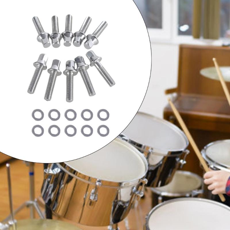 Set of 10 Drum Set Hardware Screws Drum Assembly Screws Drum Maintenance Part Metal Texture for Enhancing Durability