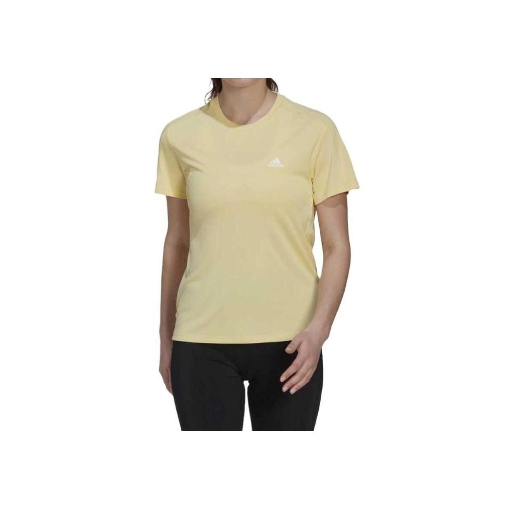 Adidas Run It Tee Round Neck Quick-Dry Comfortable Solid Color Short Sleeve Regular T-Shirt Women Tops Yellow HL1457