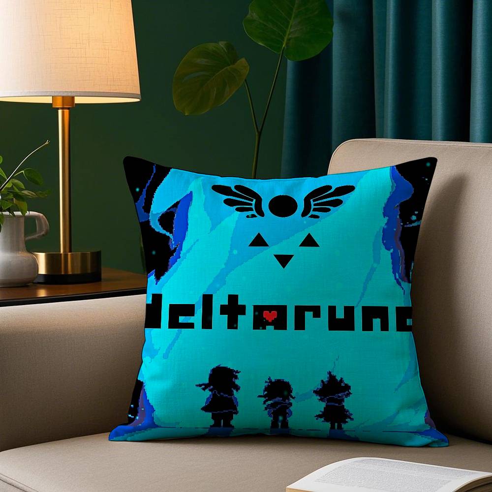 Spiel D-Deltarunes Kissenbezug Plüschstoff Weicher Kissenbezug Beidseitiger Druck Sofakissenbezug Wurfkissen