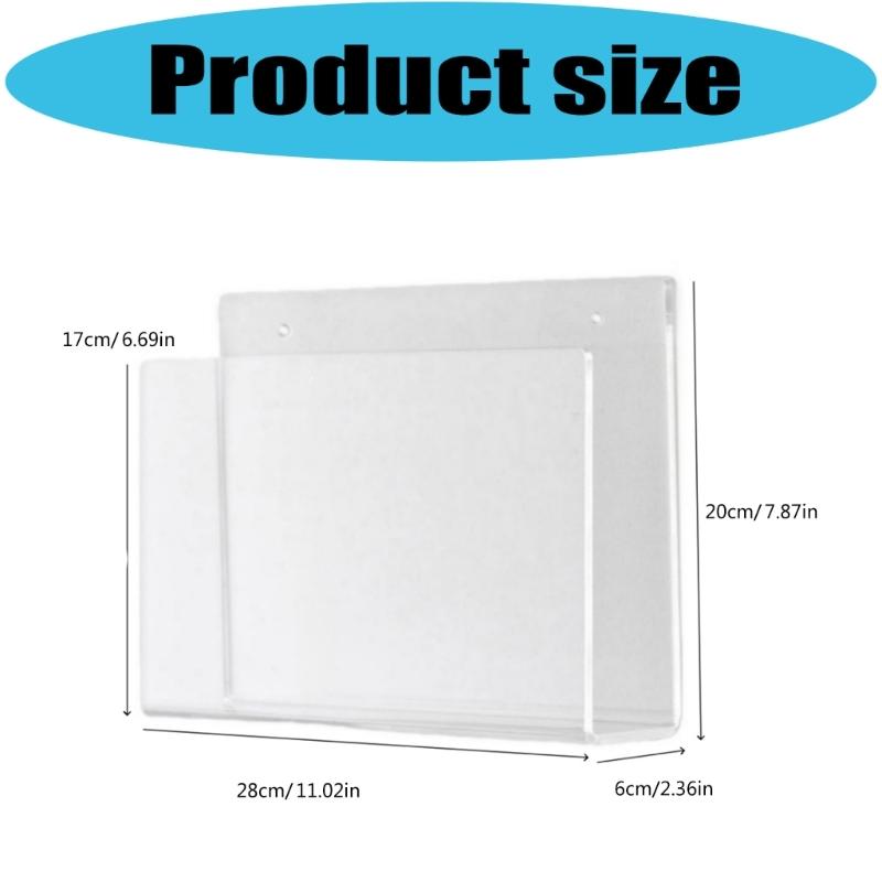 Clear Acrylic Magazine Wall Holder Space Saving Organizers for Books and Documents