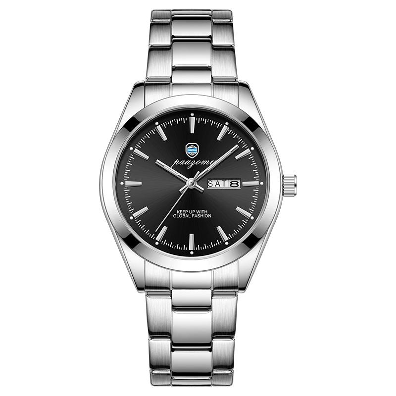 

New Explosive Color Men Watch Stainless Steel Business Style Luxury Date Week Quartz Movement Wristwatch Relogios Masculino