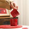 Chinese Ceramic Single Cup Tea Set, Tea Cup, Teacup Master Cup, Wedding Red Newcomer Tea Cup, Engagement Cup