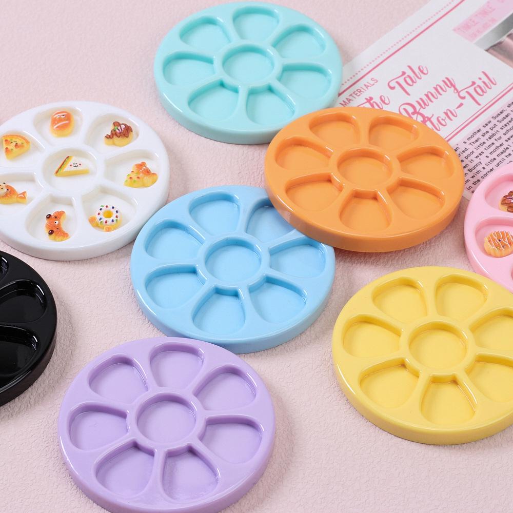 Cartoon Flower Round Plate Handmade Resin Accessories for DIY Crafts and Jewelry