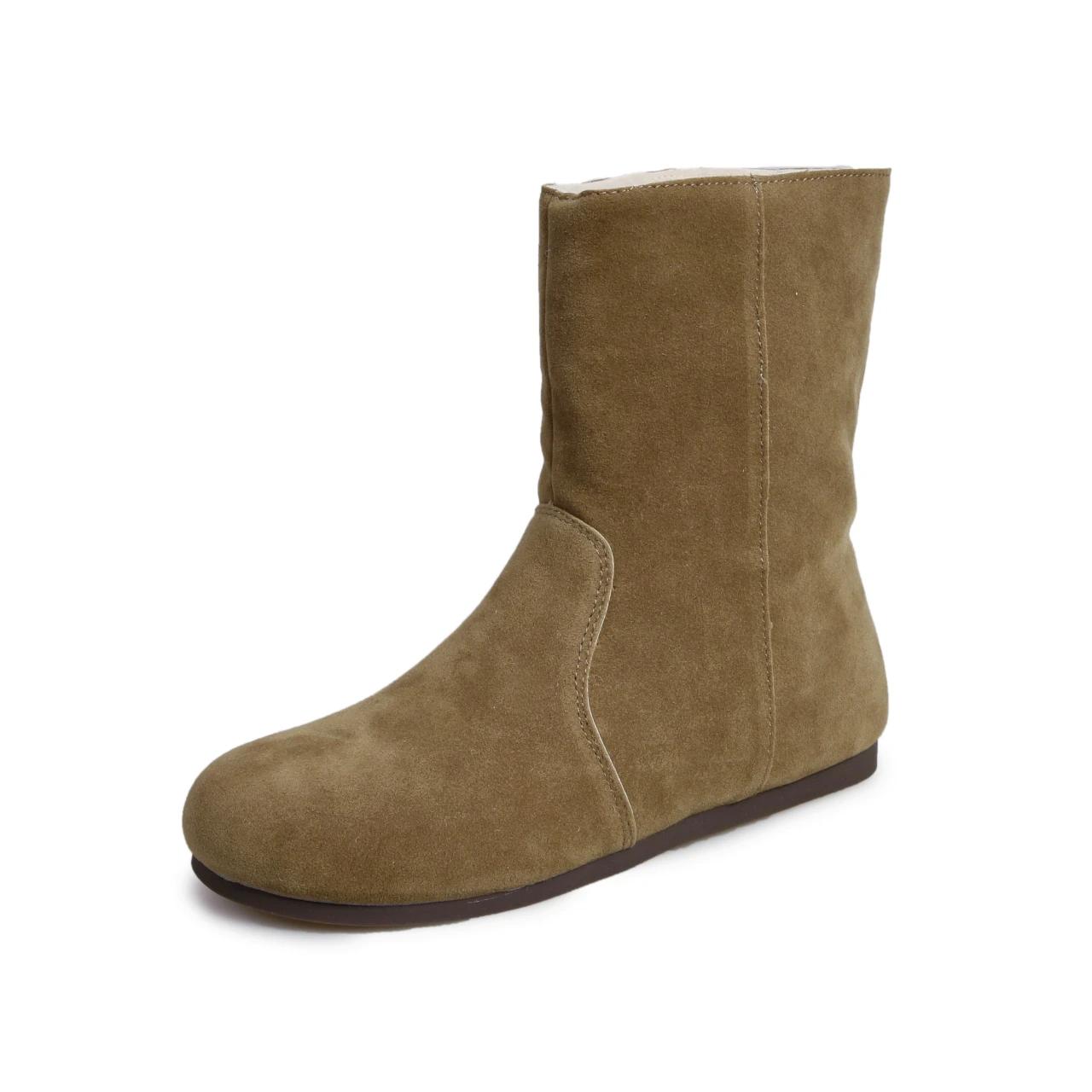 

Ботильоны на плоской подошве с современными ботинками, зимняя женская обувь без застежек, распродажа 2024 года, новые женские ботинки с круглым носком и средним каблуком 35