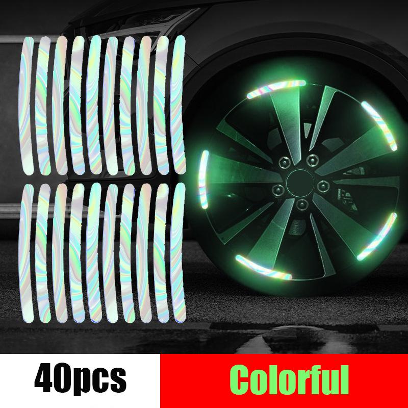 20Pcs Auto Motorcycle Bicycle Car Wheel Hub Reflective Sticker Luminous Stripes Tire Rim Reflective Sticker Night Safety Tape