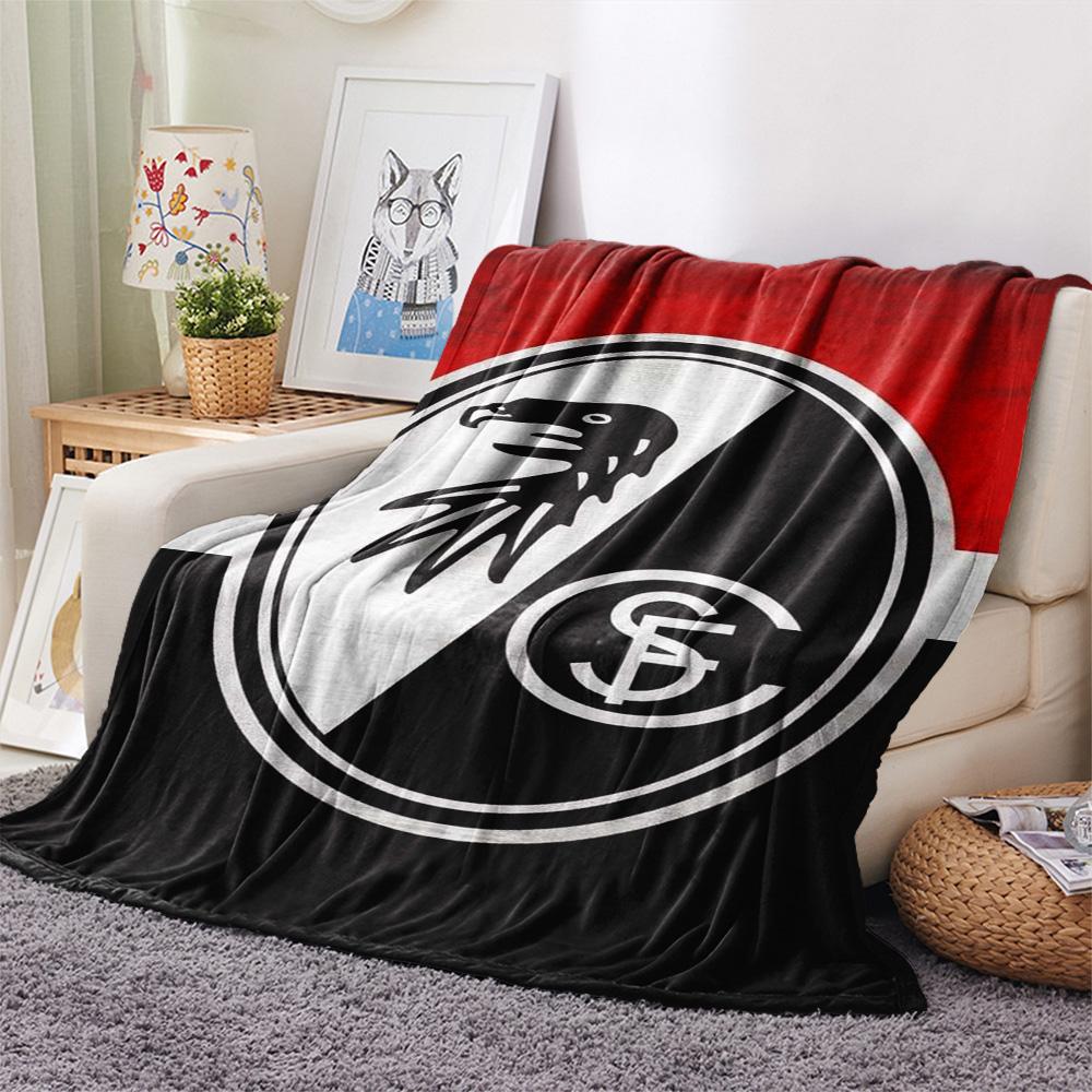 1Pc SC Freiburg Print Flannel Blanket High Quality Warm Comfortable Cover for All Seasons Perfect for Gifts Home Decor