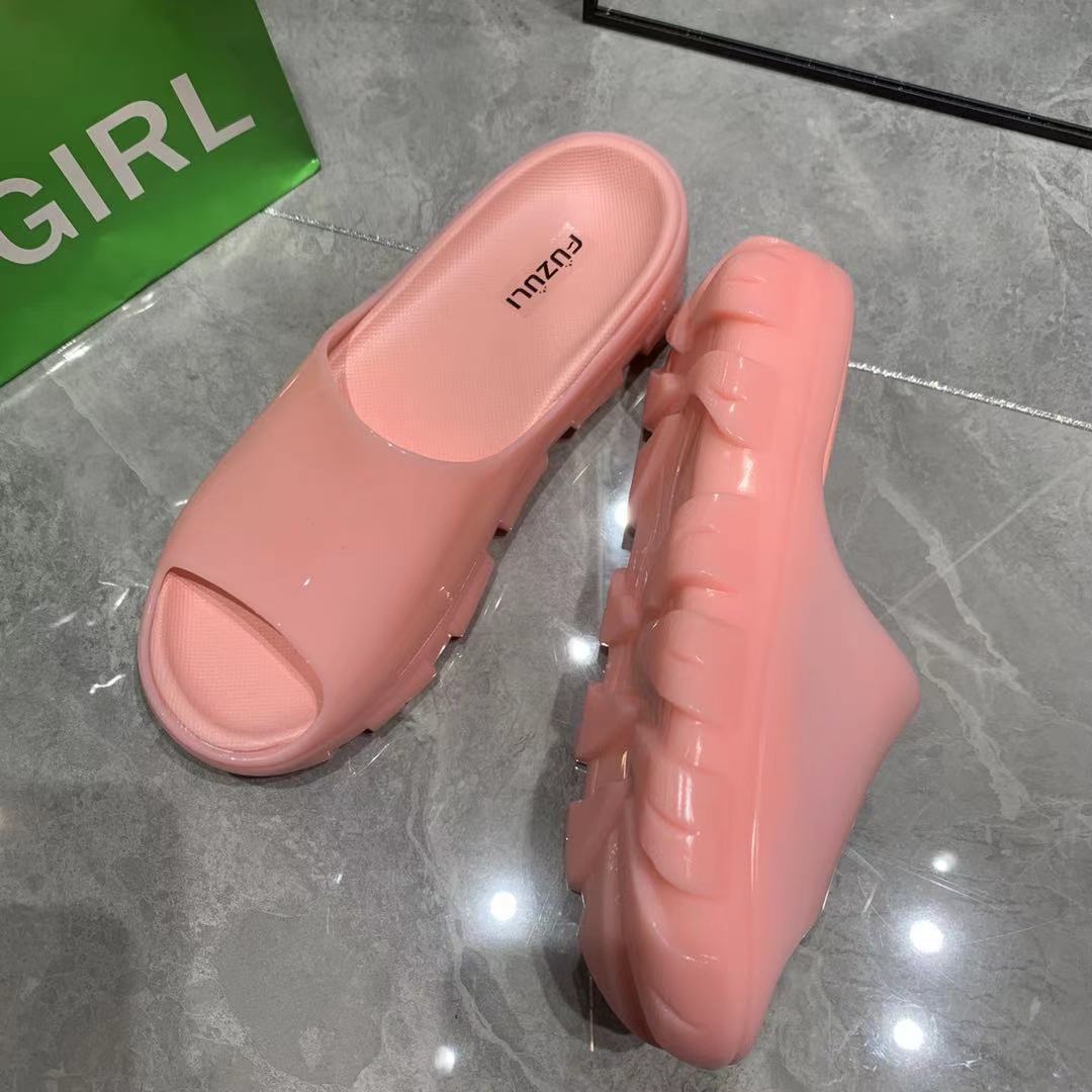 

New thick-soled slippers women s home home bath non-slip bathroom cool slippers couple simple one-word slippers 40