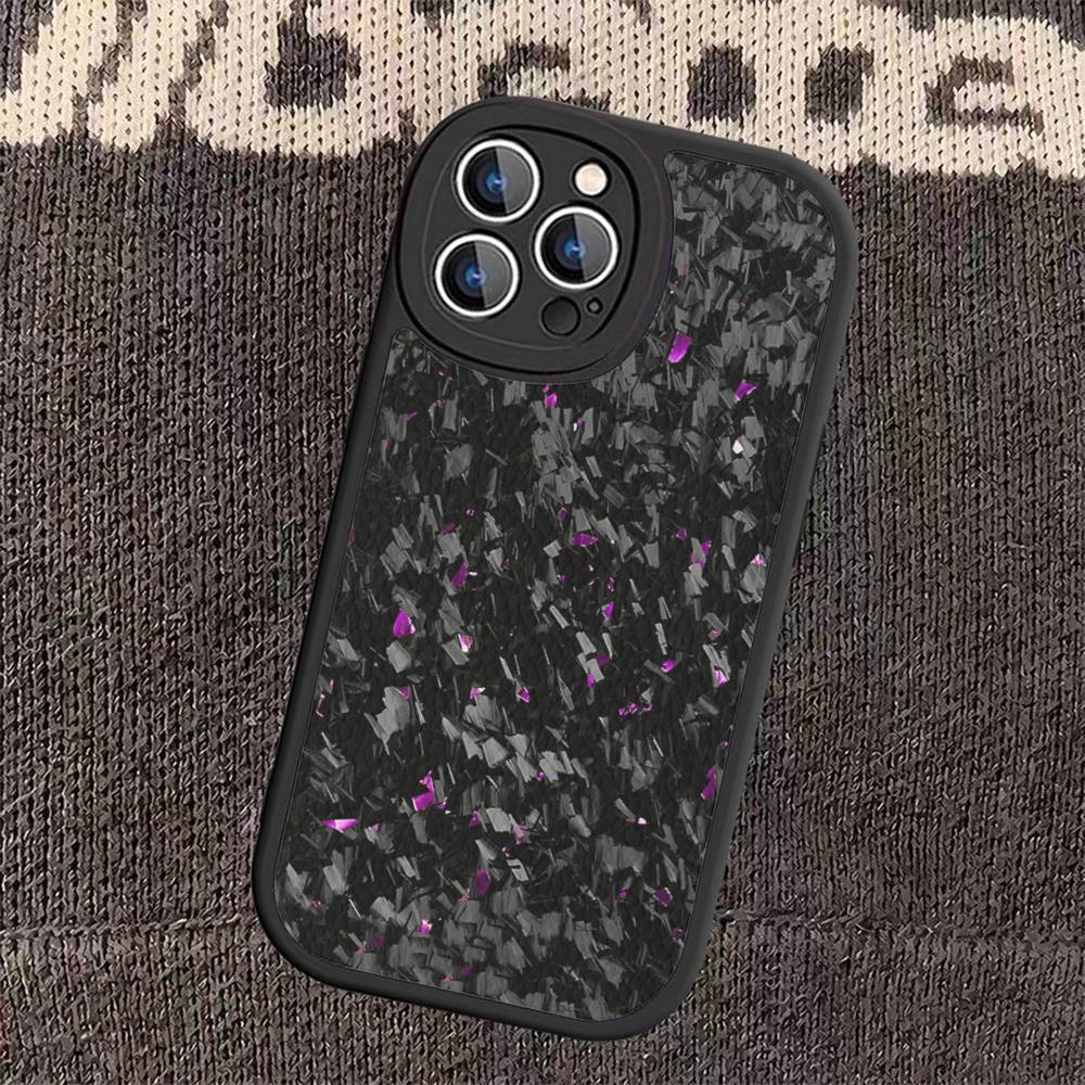Forged Carbon Fundas Leather Phone Case For IPhone 16 16e 15 14 13 12 11 Pro Max Plus Mini Cover