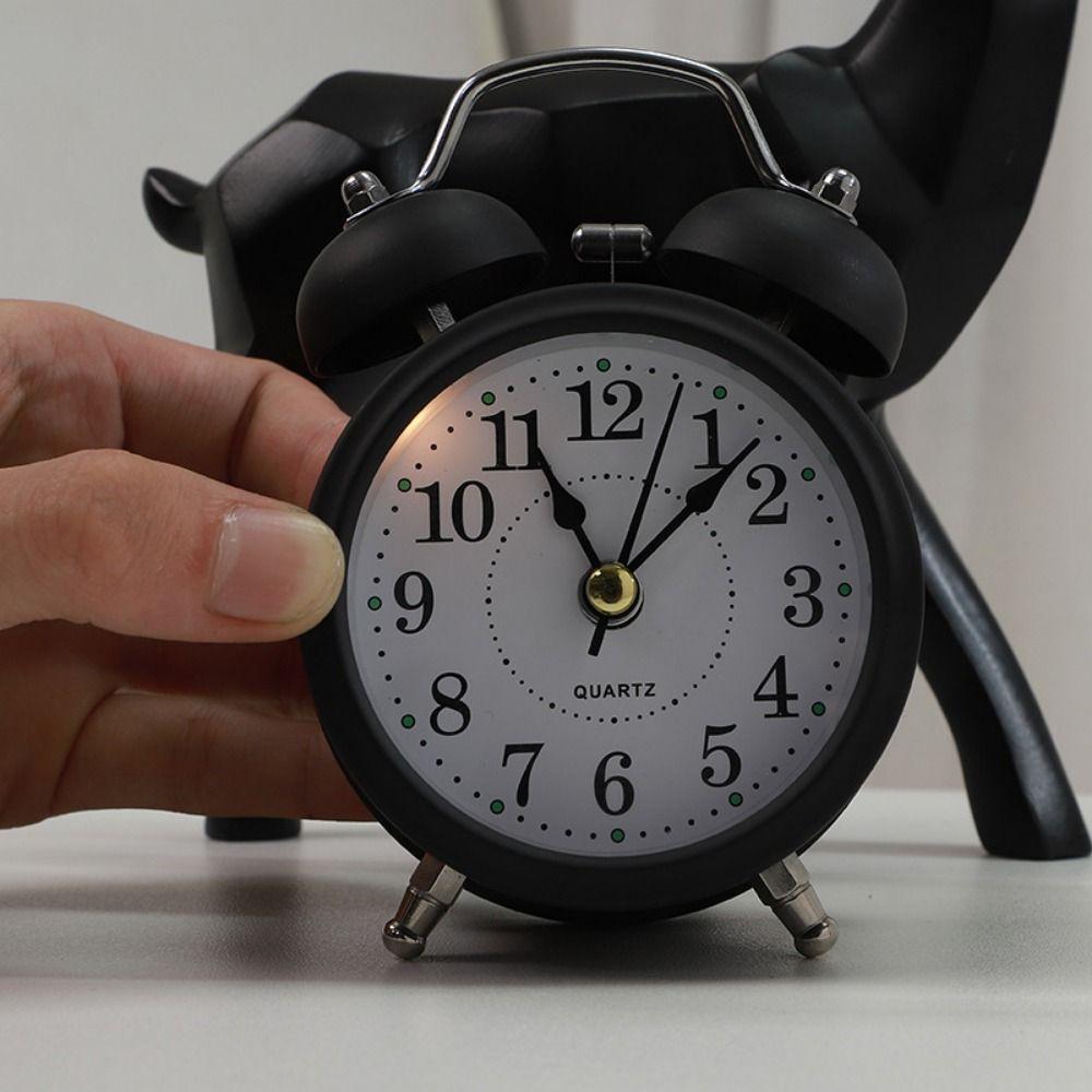 Creative Classical Alarm Clock 3in Silent Table Clock Vintage Bell Alarm Clock  Room Decoration