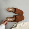 Fashion Luxury Flats Slippers Shoes For Women Mules Summer Spring Fashion Square Toe Ladies Flats Slippers Female Slides Sandals Shoes