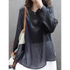 Loose Cotton and Linen Round Neck Long-sleeved T-shirt Spring and Summer New Light Medium and Long Pullover